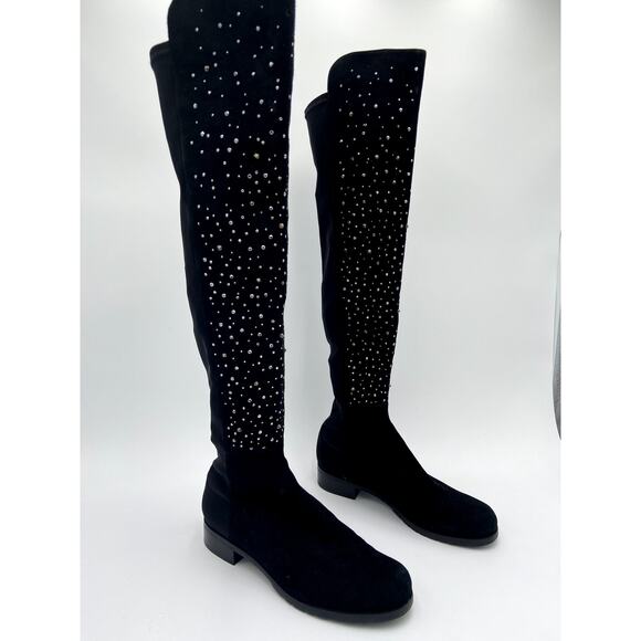 Stuart Weitzman 5050 Suede Embellished Studded Over The Knee Tall Boots size 7.5 - Picture 8 of 13